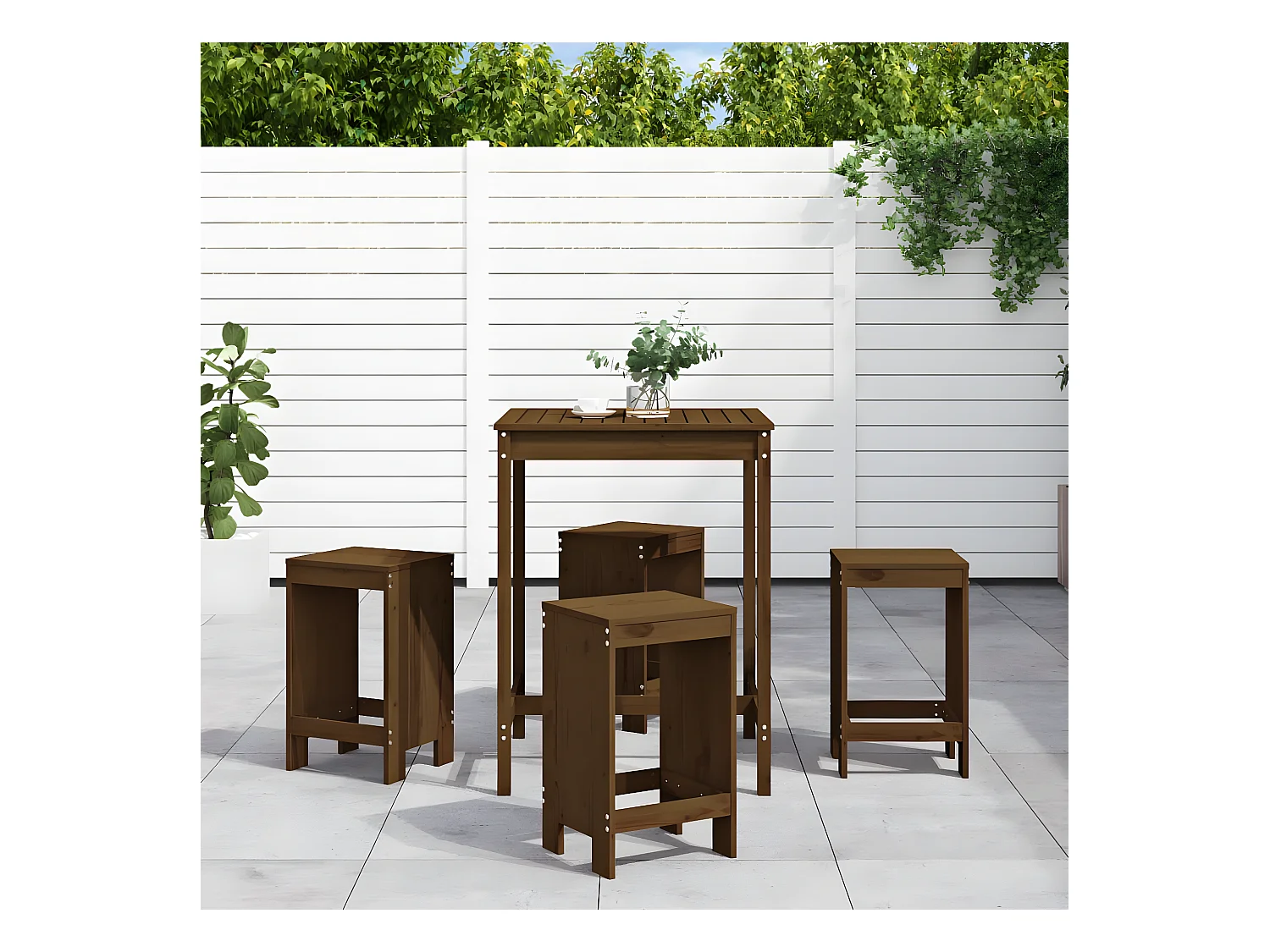 Ensemble de bar de jardin 5 pcs marron miel bois de pin massif GFDF60329