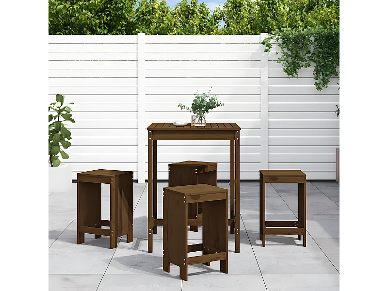 Ensemble de bar de jardin 5 pcs marron miel bois de pin massif GFDF60329