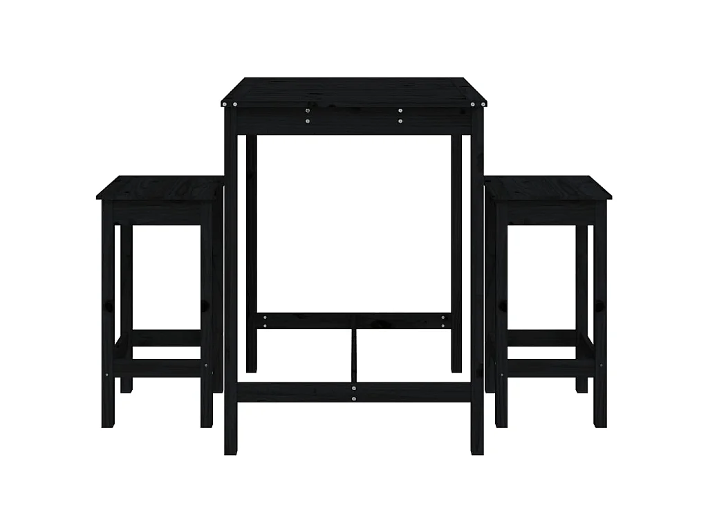 Set de mesa y taburetes altos jardín 3 pzas madera pino negro ES246842