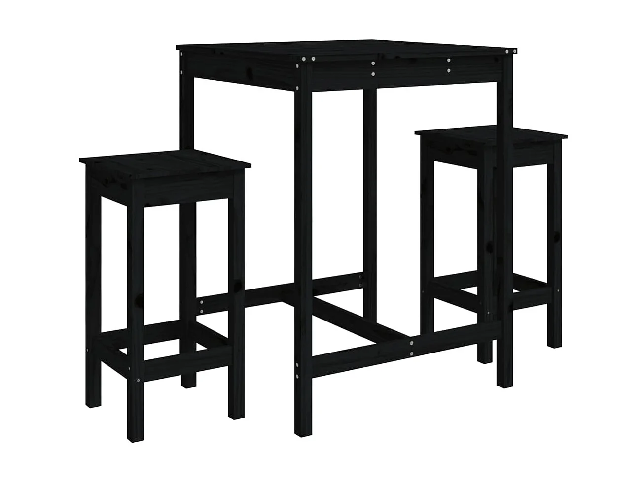 Ensemble de bar de jardin 3 pcs noir bois de pin massif GFDF84498
