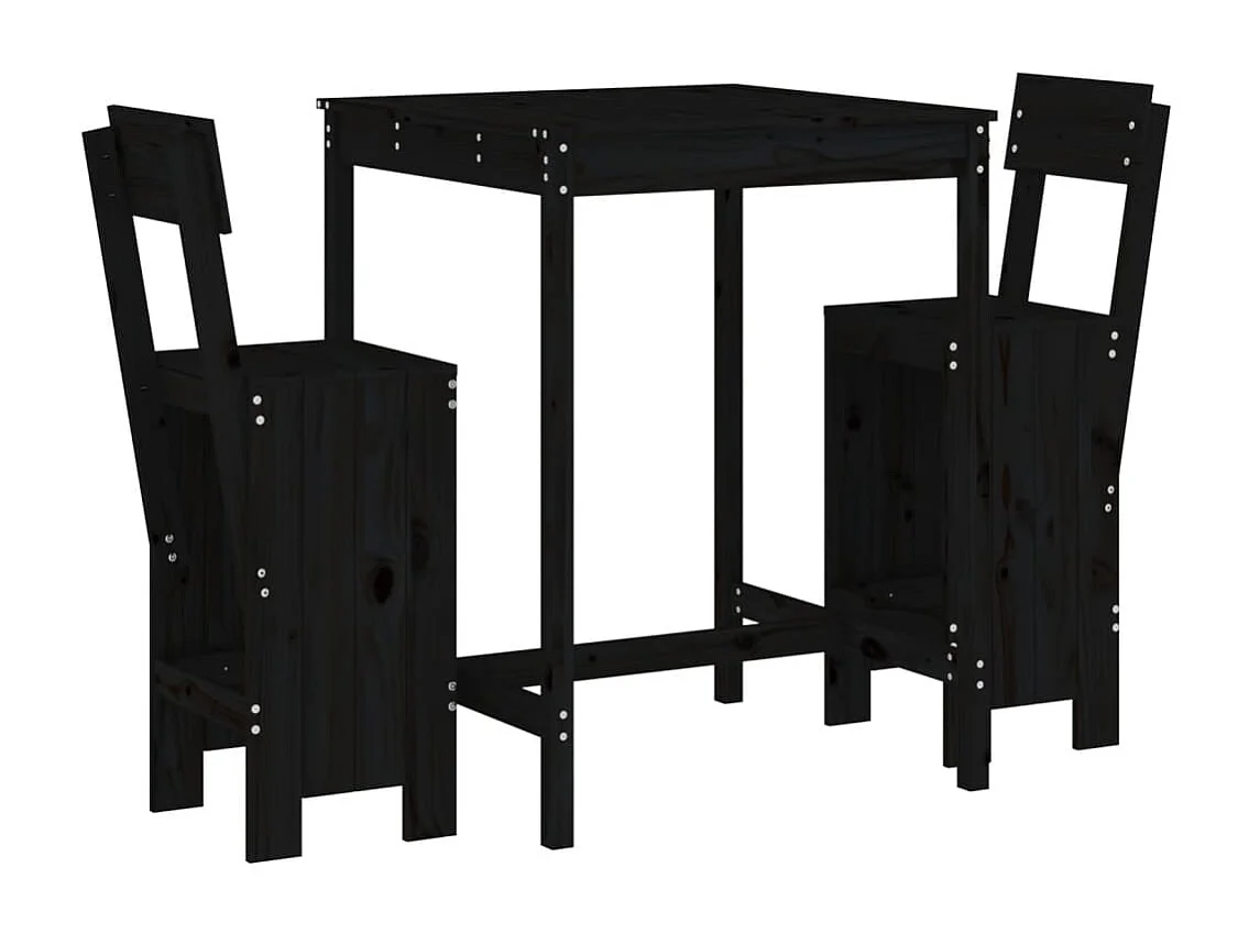 Ensemble de bar de jardin 3 pcs noir bois de pin massif GFDF86528