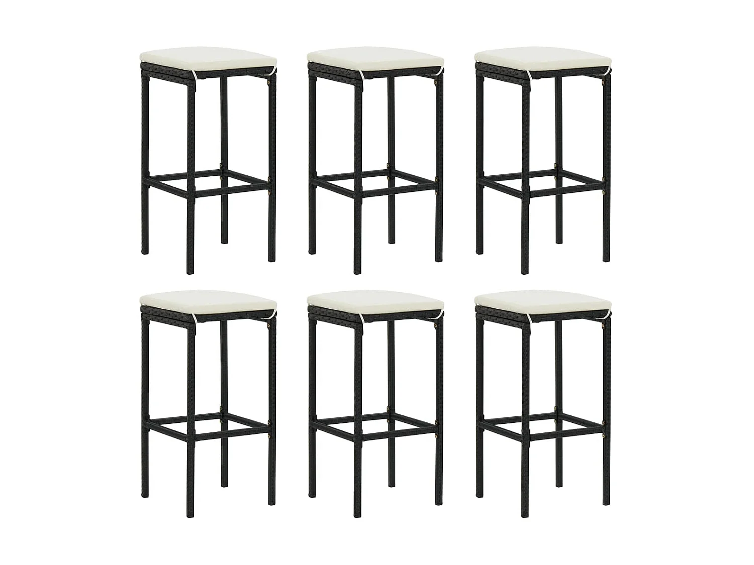 Ensemble de bar de jardin 7 pcs et coussins Résine tressée Noir GFDF98110