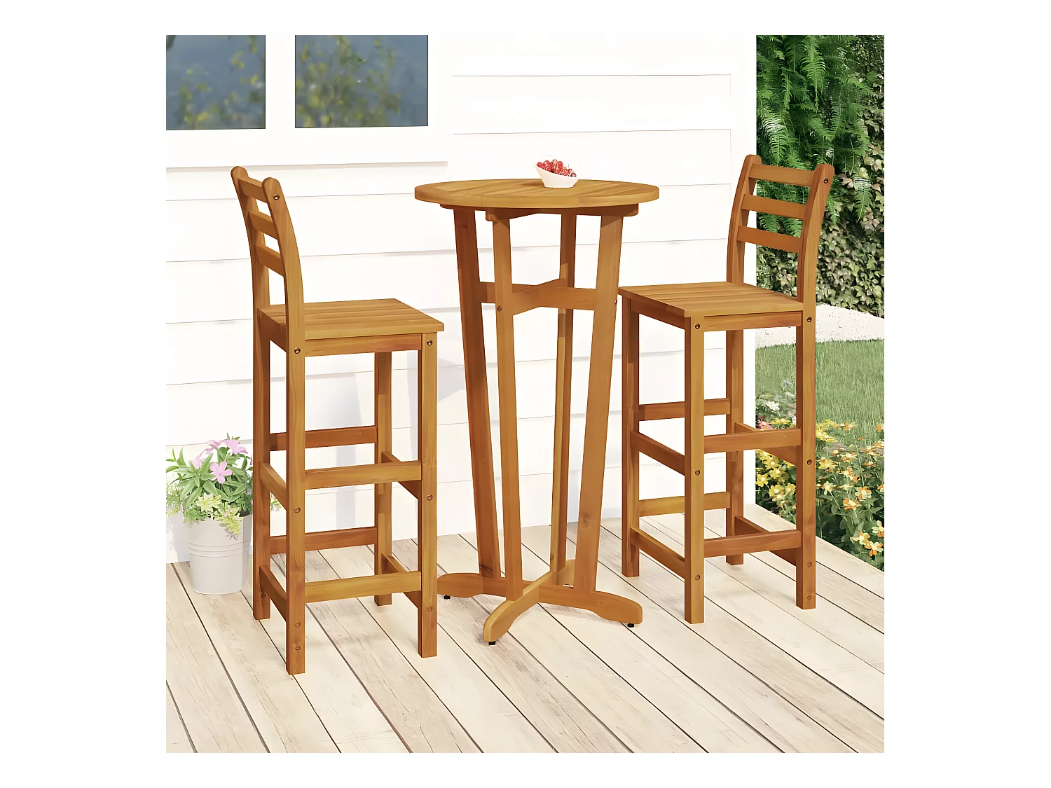 Ensemble de bar de jardin 3 pcs bois d'acacia solide GFDF86309