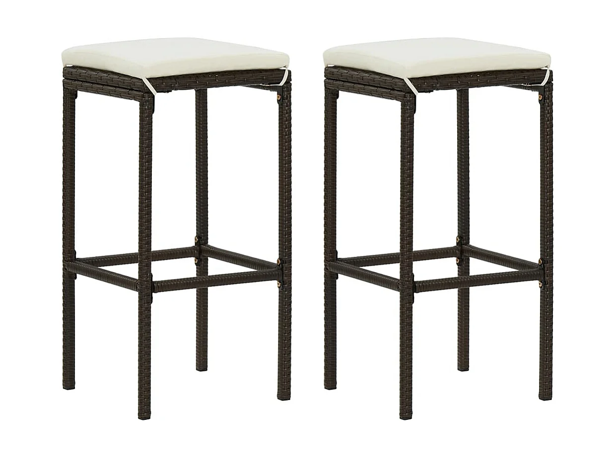 Juego de muebles de bar para jardín 3 piezas y cojines marrón ES214046