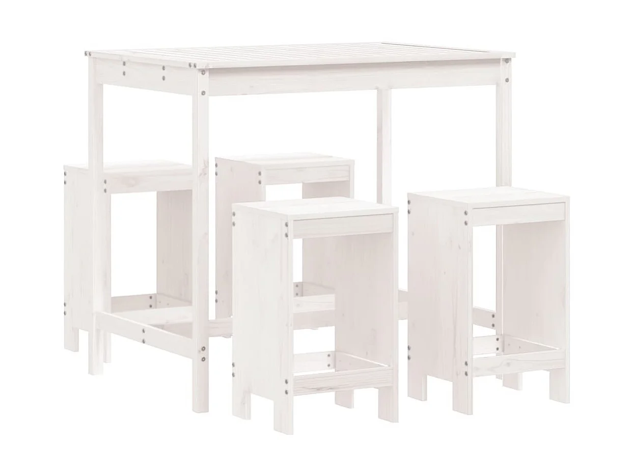 Ensemble de bar de jardin 5 pcs blanc bois massif de pin GFDF48437
