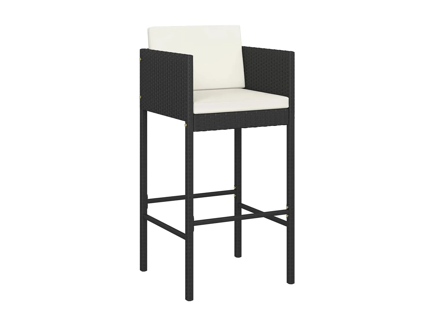 Set muebles bar jardín 3 piezas y cojines ratán sintético negro ES993701