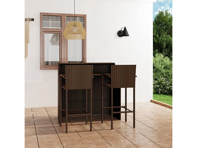 Ensemble de bar de jardin 3 pcs Marron GFDF78827