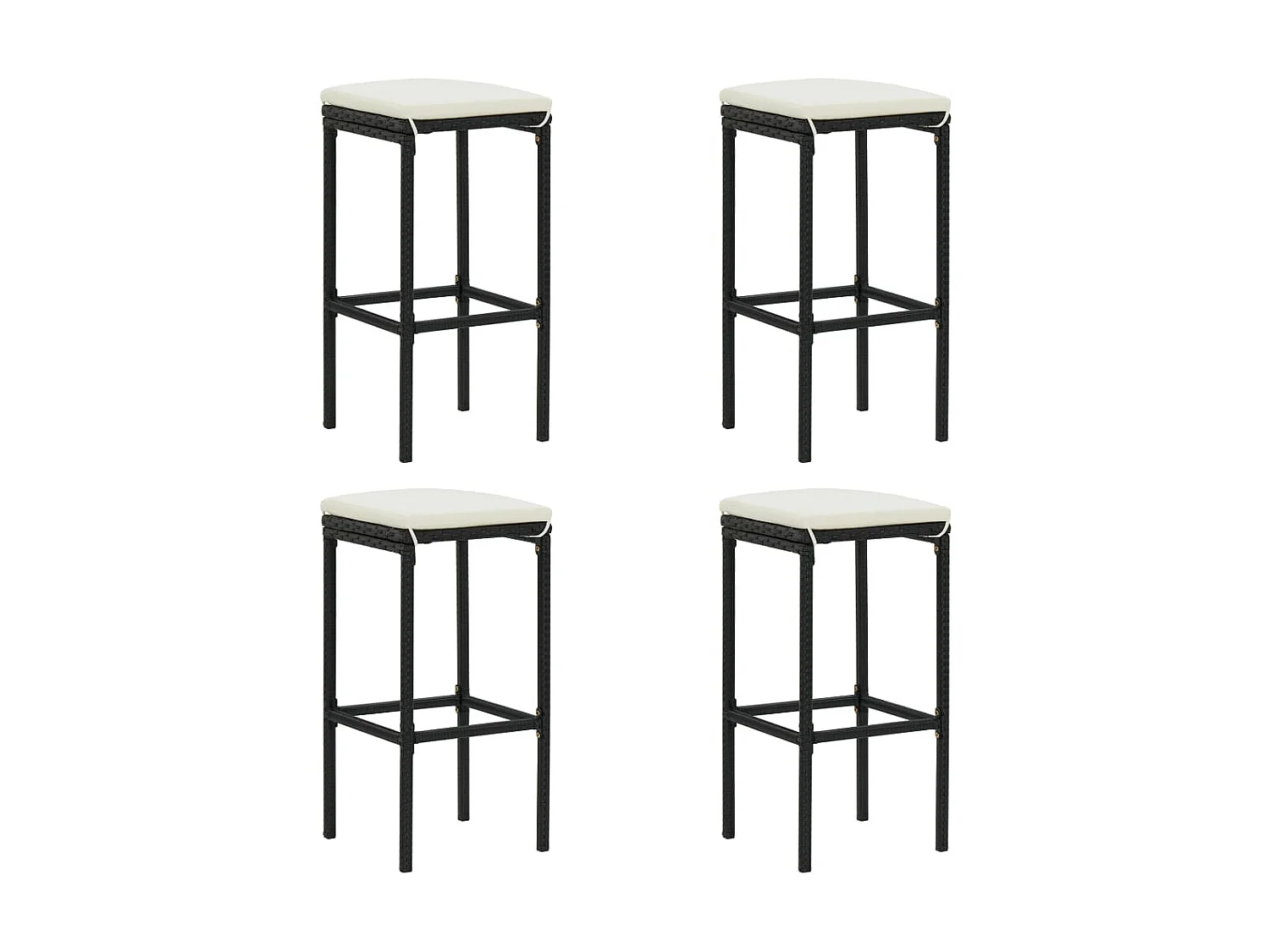 5 pcs conjunto de bar p/ jardim c/ almofadões vime PE preto PT600784