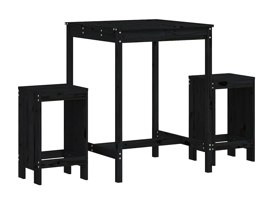 Ensemble de bar de jardin 3 pcs noir bois de pin massif GFDF48645