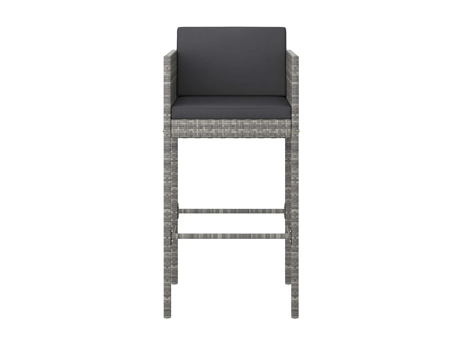 Set muebles bar jardín 3 piezas y cojines ratán sintético gris ES779631