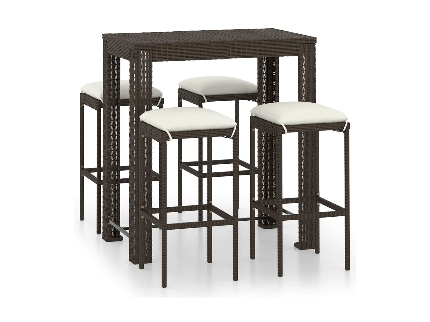 Set de bar para jardín 5 pzas y cojines ratán sintético marrón ES638661