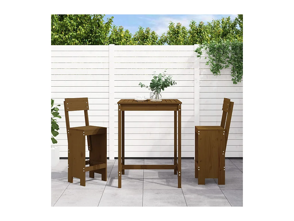 Ensemble de bar de jardin 3 pcs marron miel bois pin massif GFDF34716