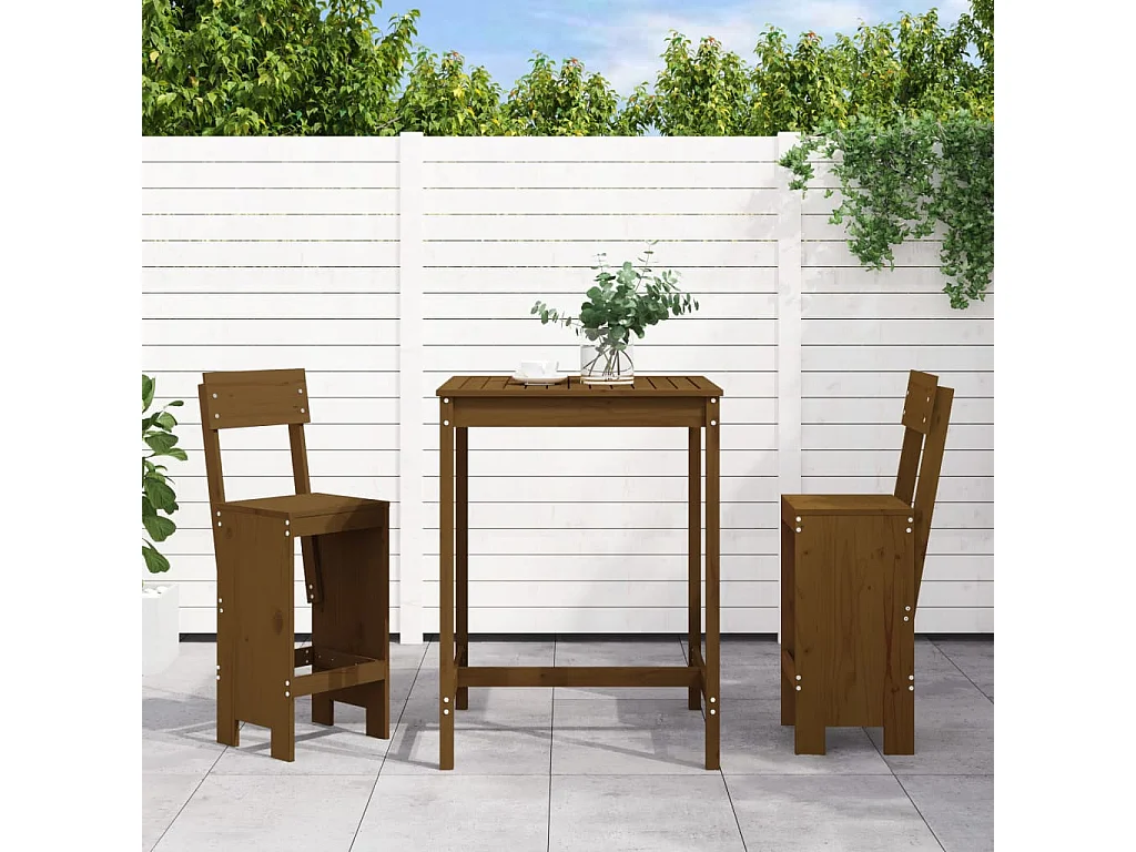 Ensemble de bar de jardin 3 pcs marron miel bois pin massif GFDF34716