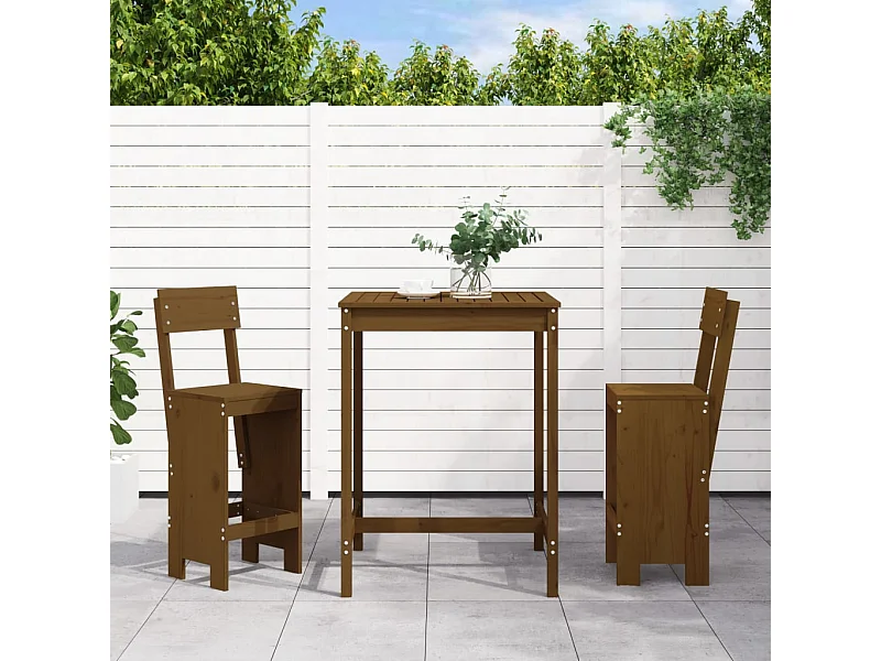 Ensemble de bar de jardin 3 pcs marron miel bois pin massif GFDF34716