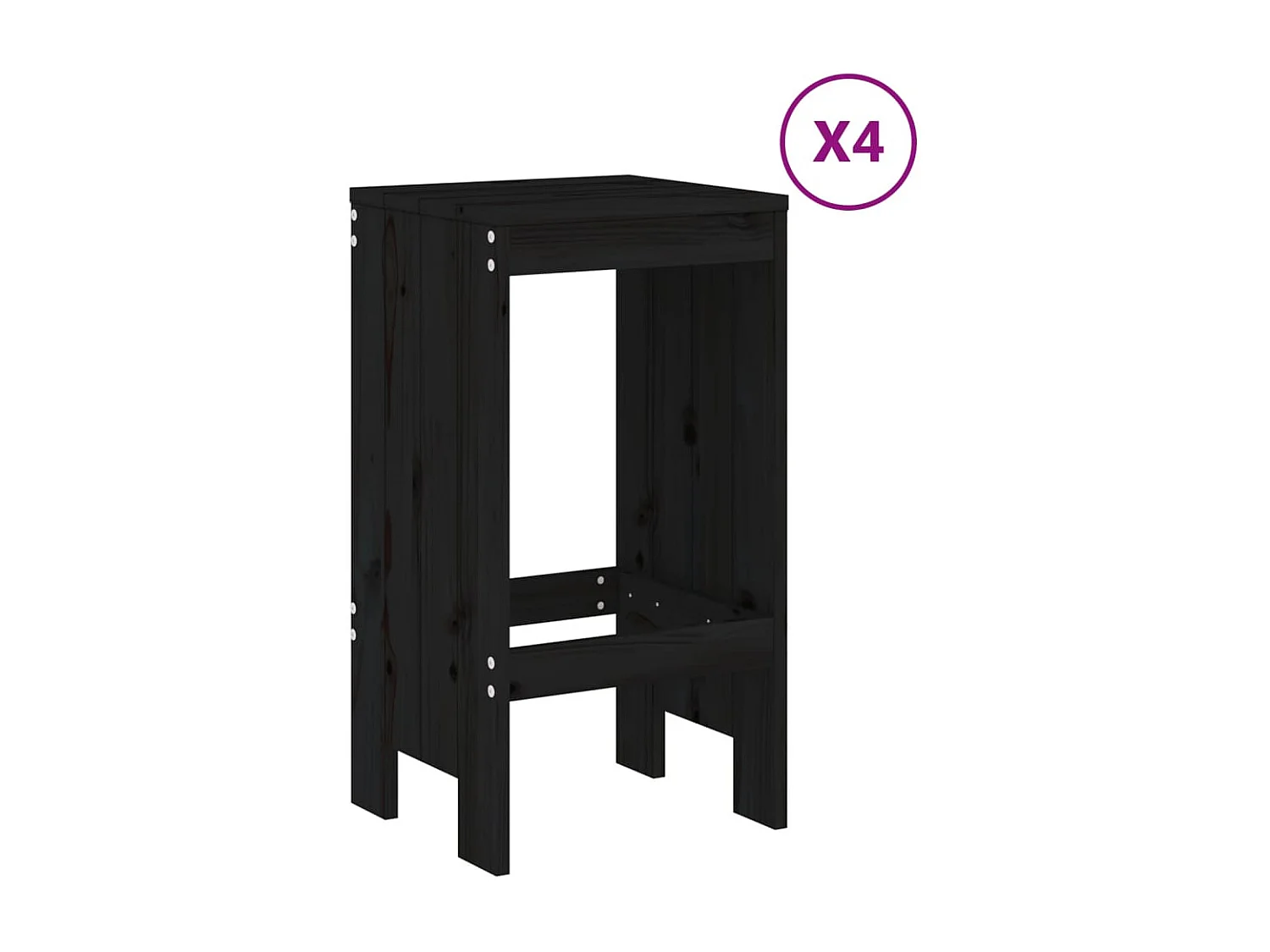 Ensemble de bar de jardin 5 pcs noir bois de pin massif GFDF57237