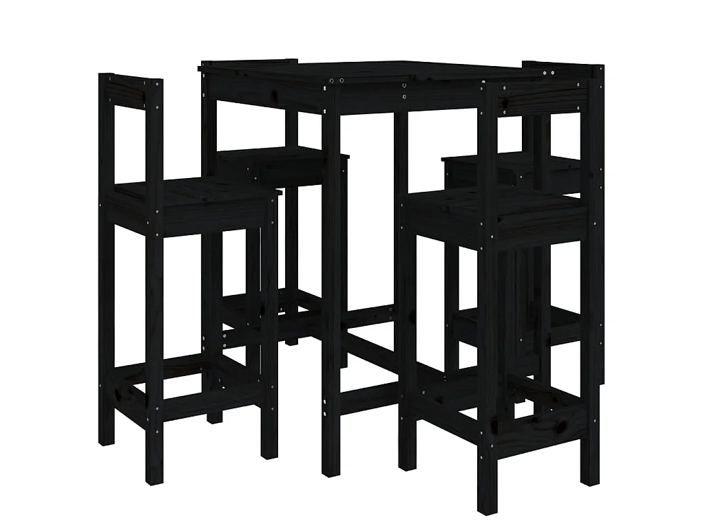 Ensemble de bar de jardin 5 pcs noir bois de pin massif GFDF67466