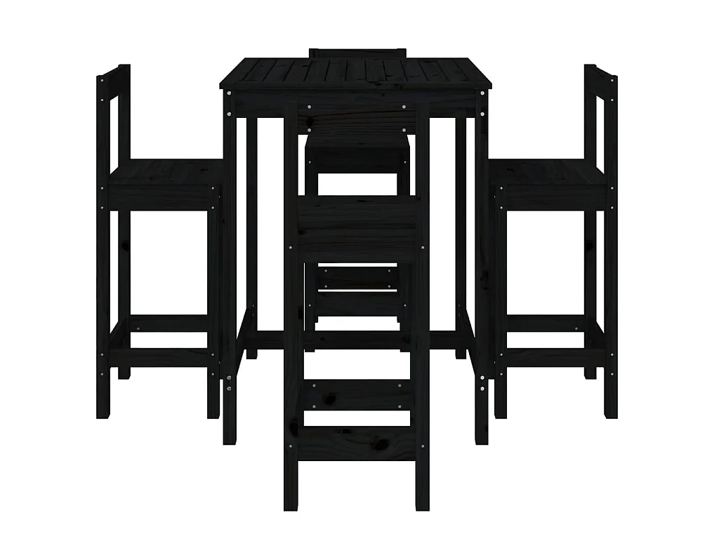 Ensemble de bar de jardin 5 pcs noir bois de pin massif GFDF67466