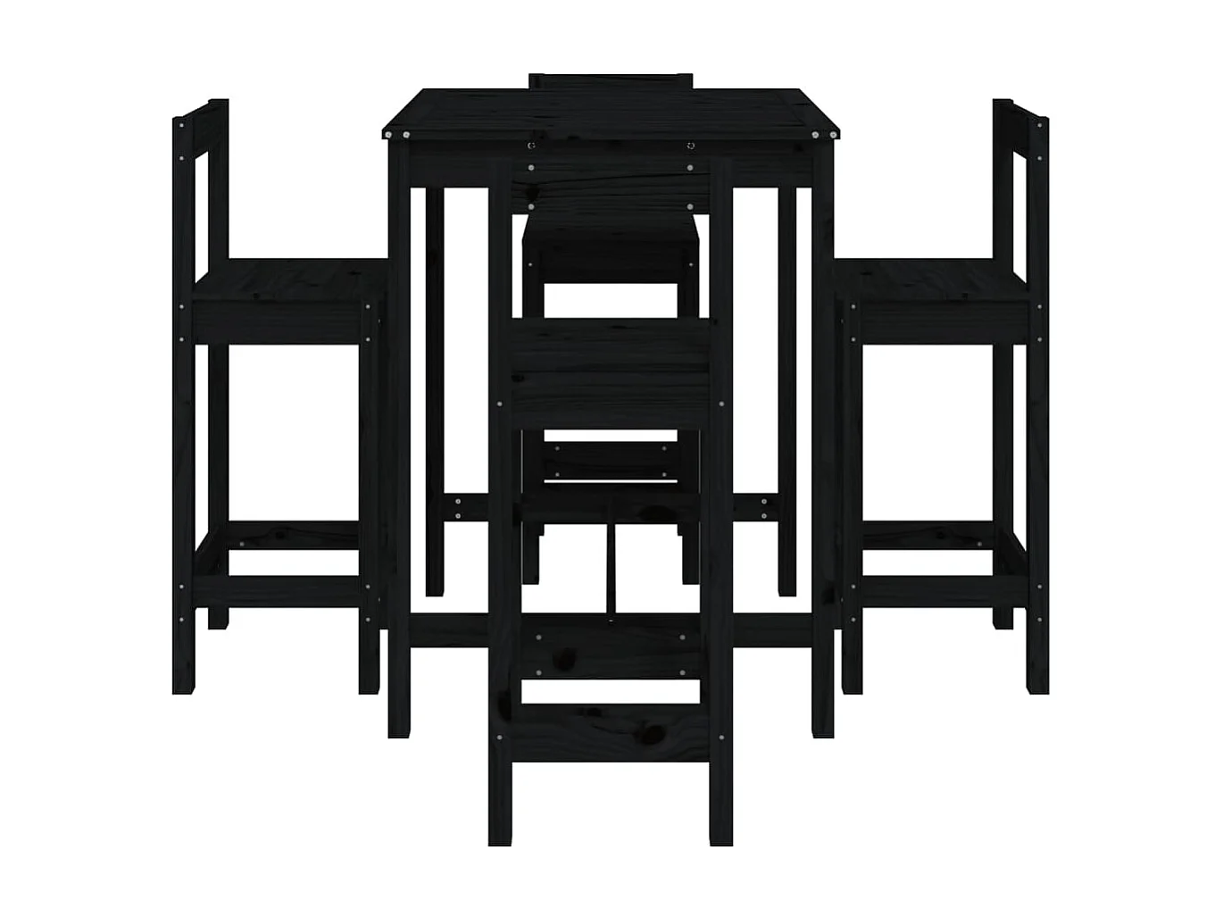 Ensemble de bar de jardin 5 pcs noir bois de pin massif GFDF67466