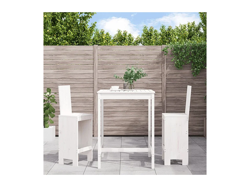 Ensemble de bar de jardin 3 pcs blanc bois de pin massif GFDF16806