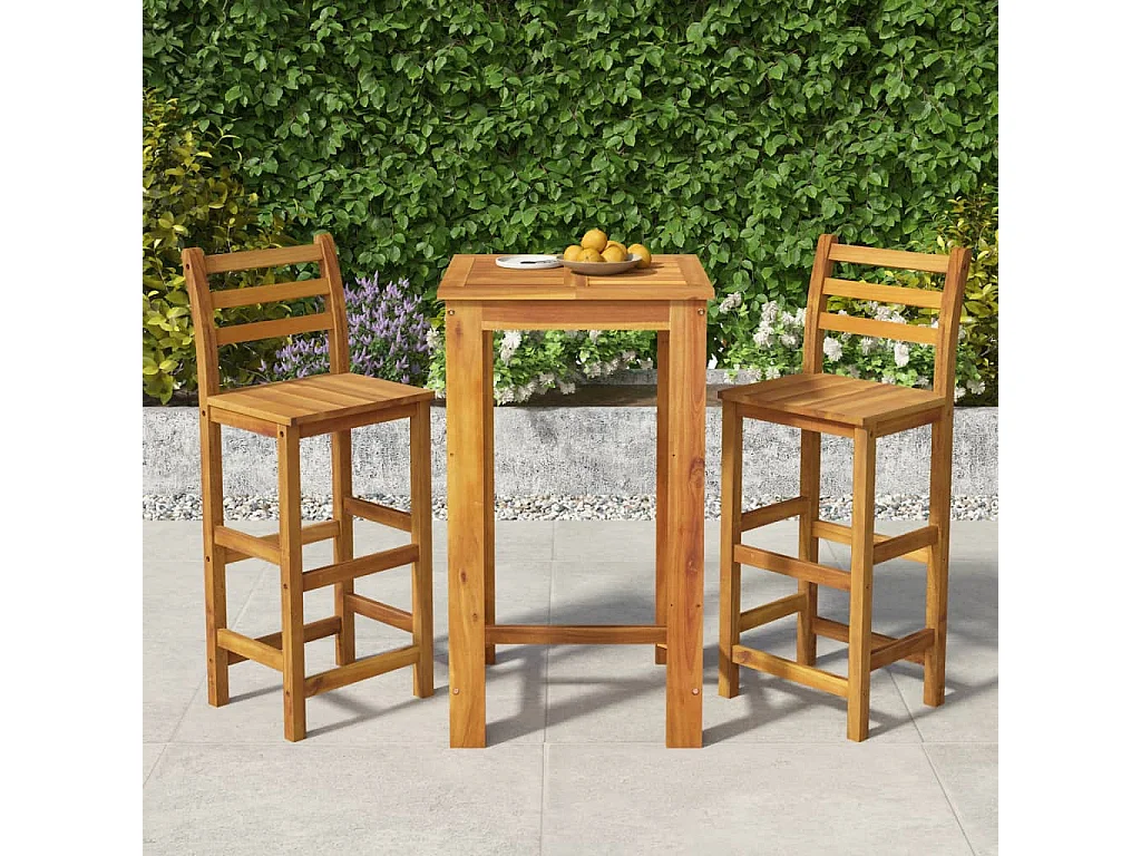 Ensemble de bar de jardin 3 pcs bois d'acacia solide GFDF40833