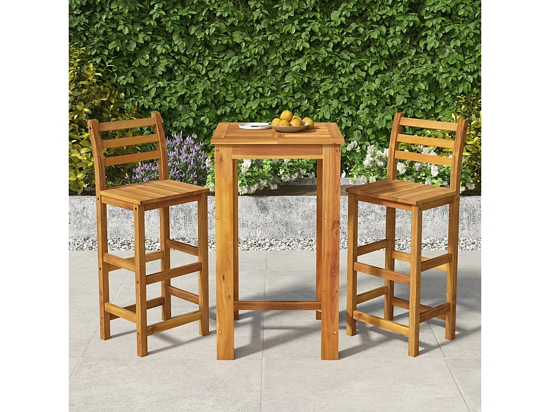 Ensemble de bar de jardin 3 pcs bois d'acacia solide GFDF40833