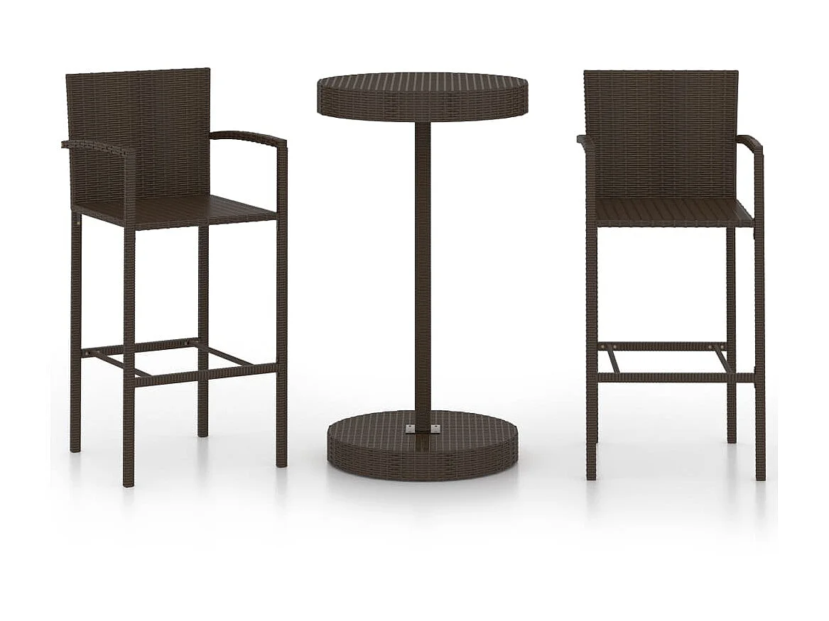 Conjunto de bar para jardín 3 piezas ratán sintético marrón ES256336