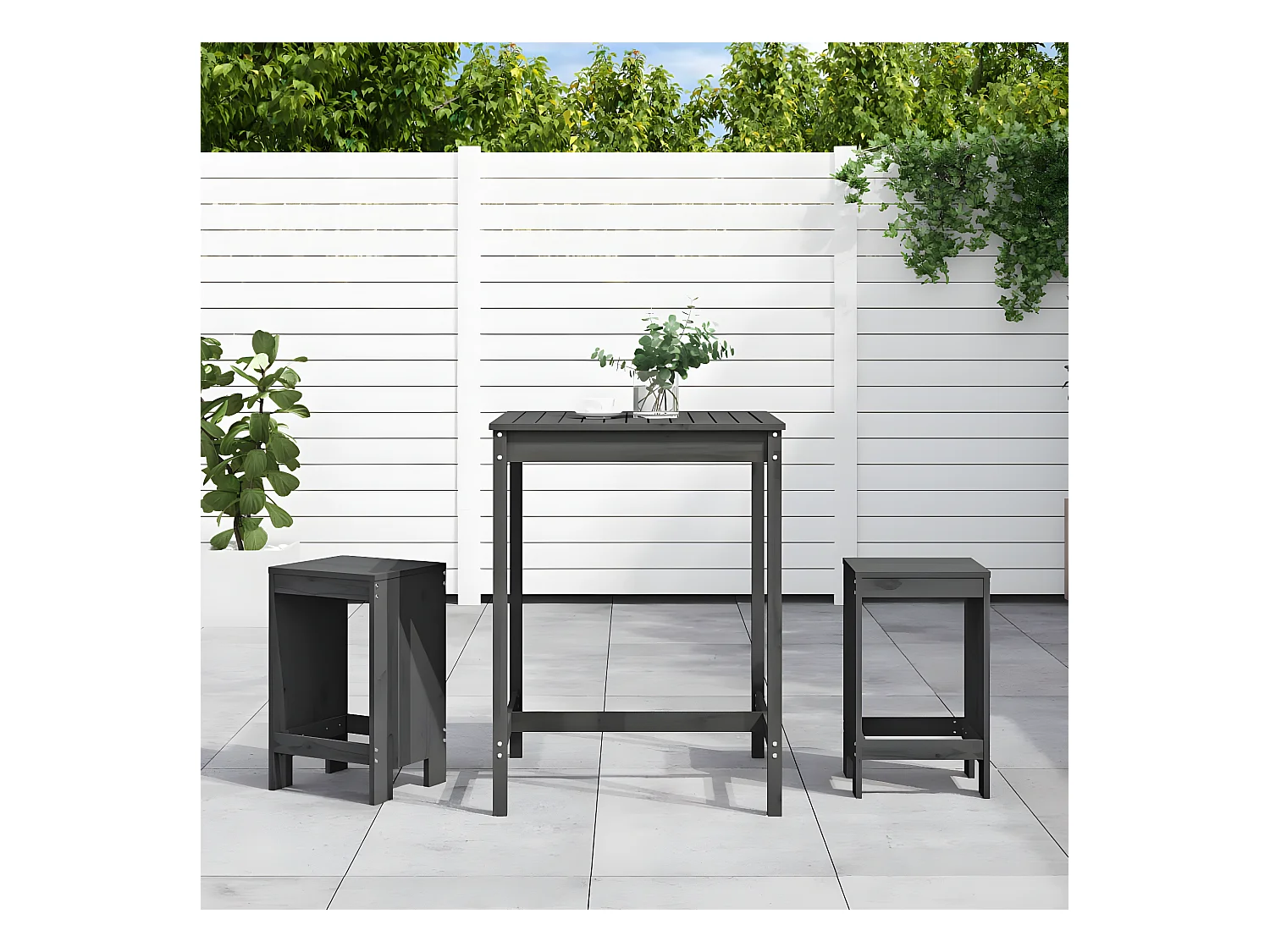 Ensemble de bar de jardin 3 pcs gris bois de pin massif GFDF41763