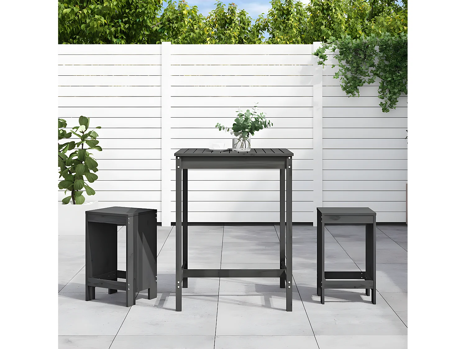 Ensemble de bar de jardin 3 pcs gris bois de pin massif GFDF41763
