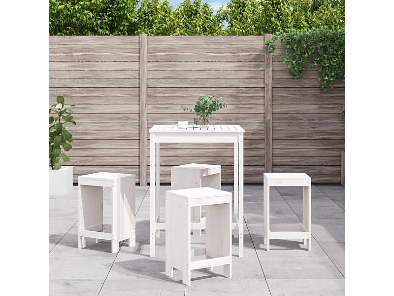 Ensemble de bar de jardin 5 pcs blanc bois massif de pin GFDF85915