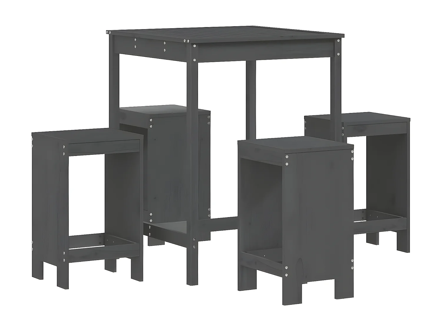 5 pcs conjunto de bar para jardim pinho maciço cinzento PT959000