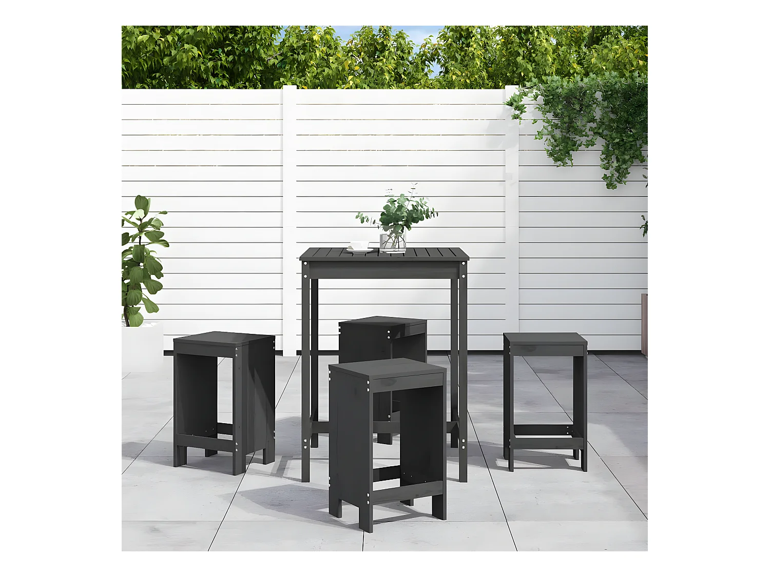 Ensemble de bar de jardin 5 pcs gris bois de pin massif GFDF30500
