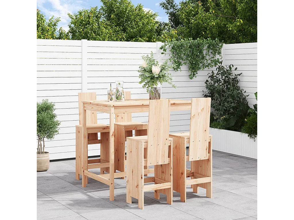 Ensemble de bar de jardin 5 pcs bois de pin massif GFDF42408