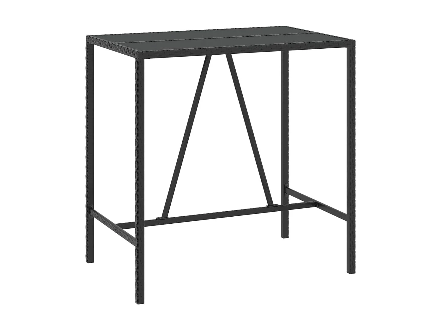 5 pcs conjunto de bar p/ jardim vime PE/acácia maciça preto PT602379