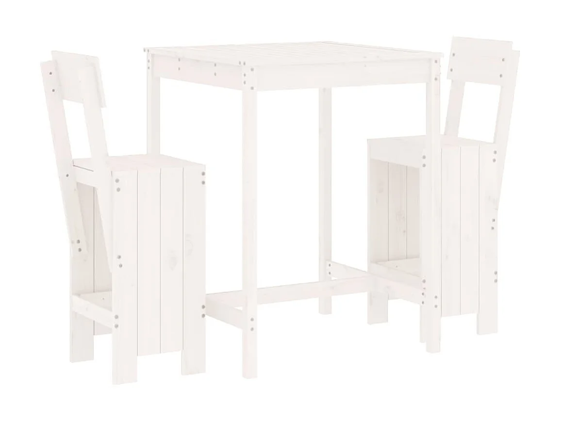 Set de mesa y taburetes altos jardín 3 pzas madera pino blanco ES512255