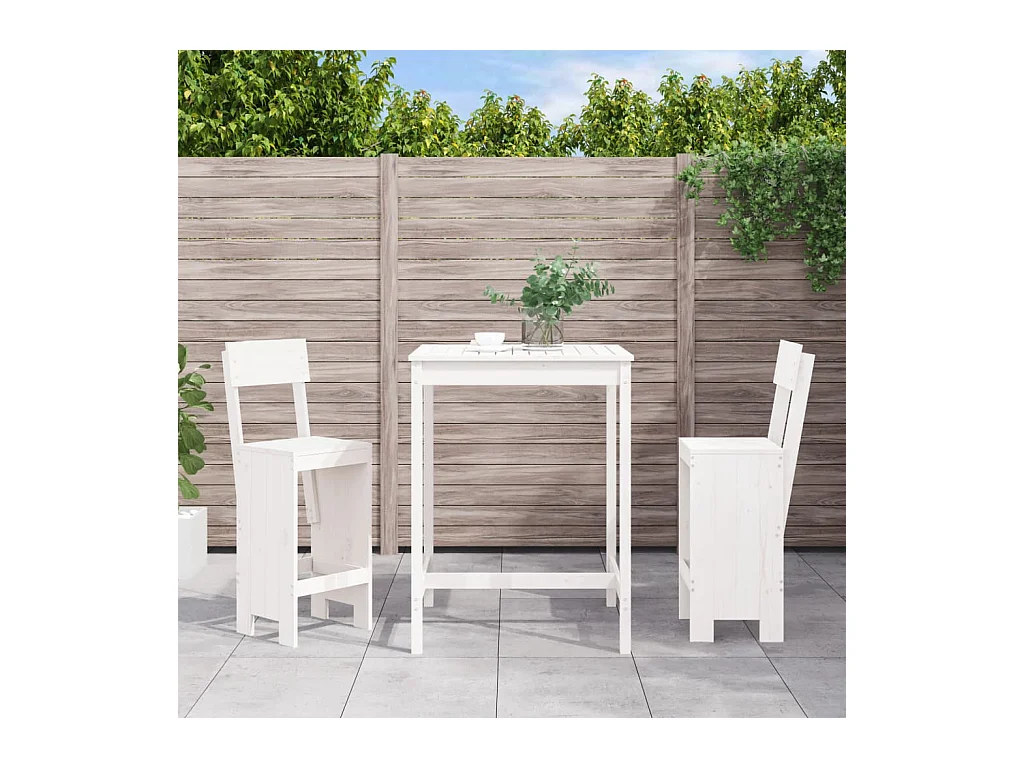 Ensemble de bar de jardin 3 pcs blanc bois de pin massif GFDF69032