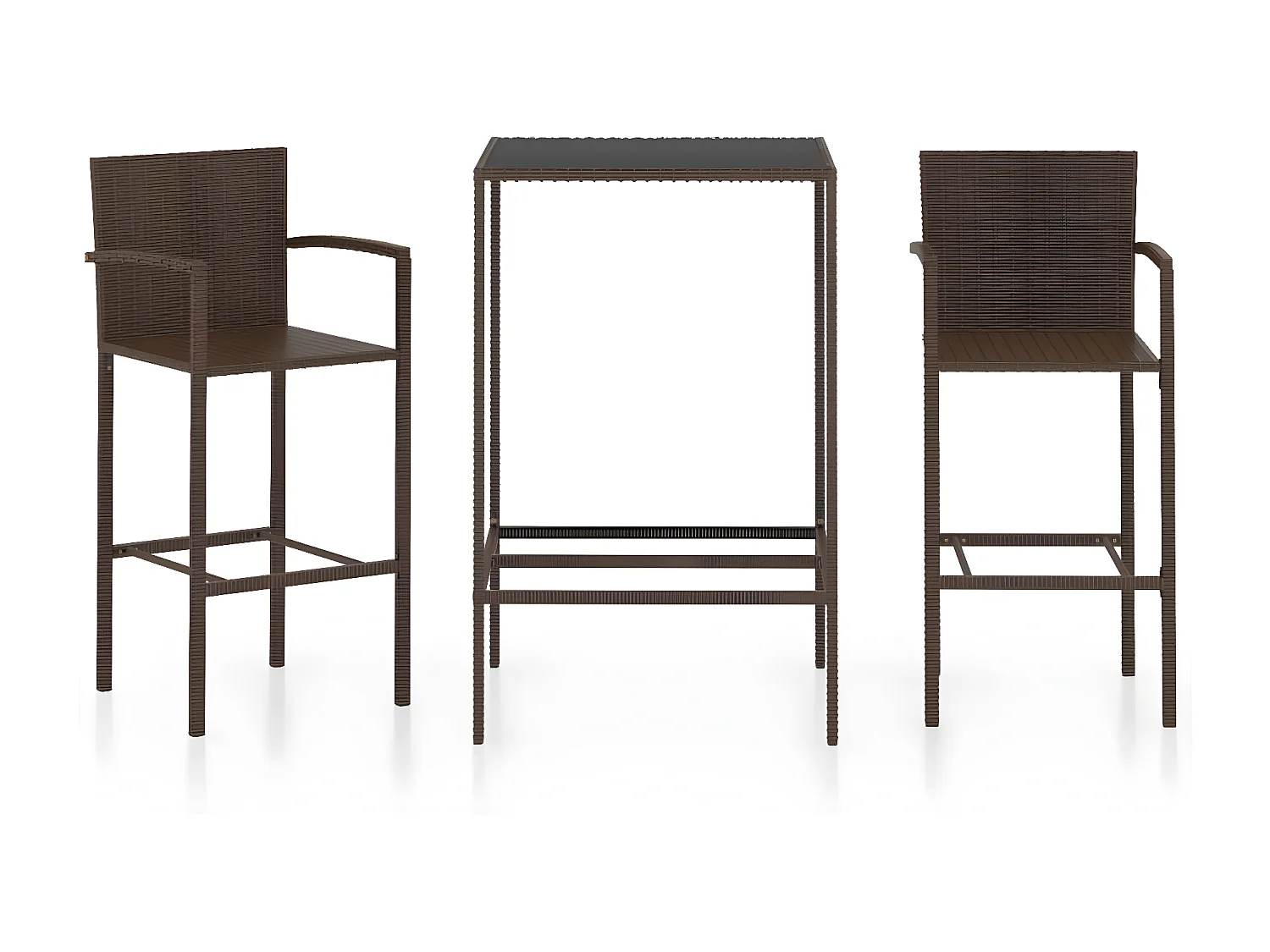 Set de bar de jardín 3 piezas y cojines ratán sintético marrón ES374383