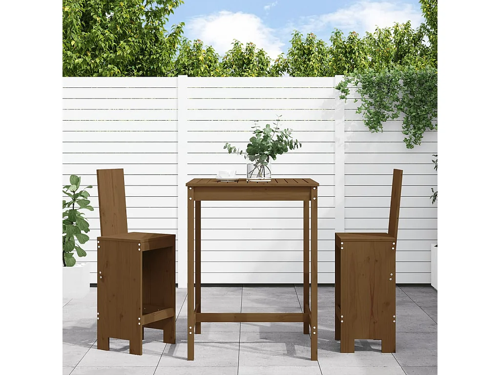 Ensemble de bar de jardin 3 pcs marron miel bois pin massif GFDF68403
