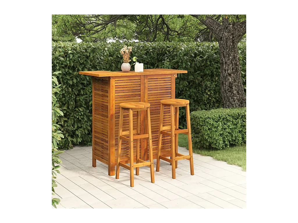 Ensemble de bar de jardin 3 pcs Bois d'acacia solide GFDF28662