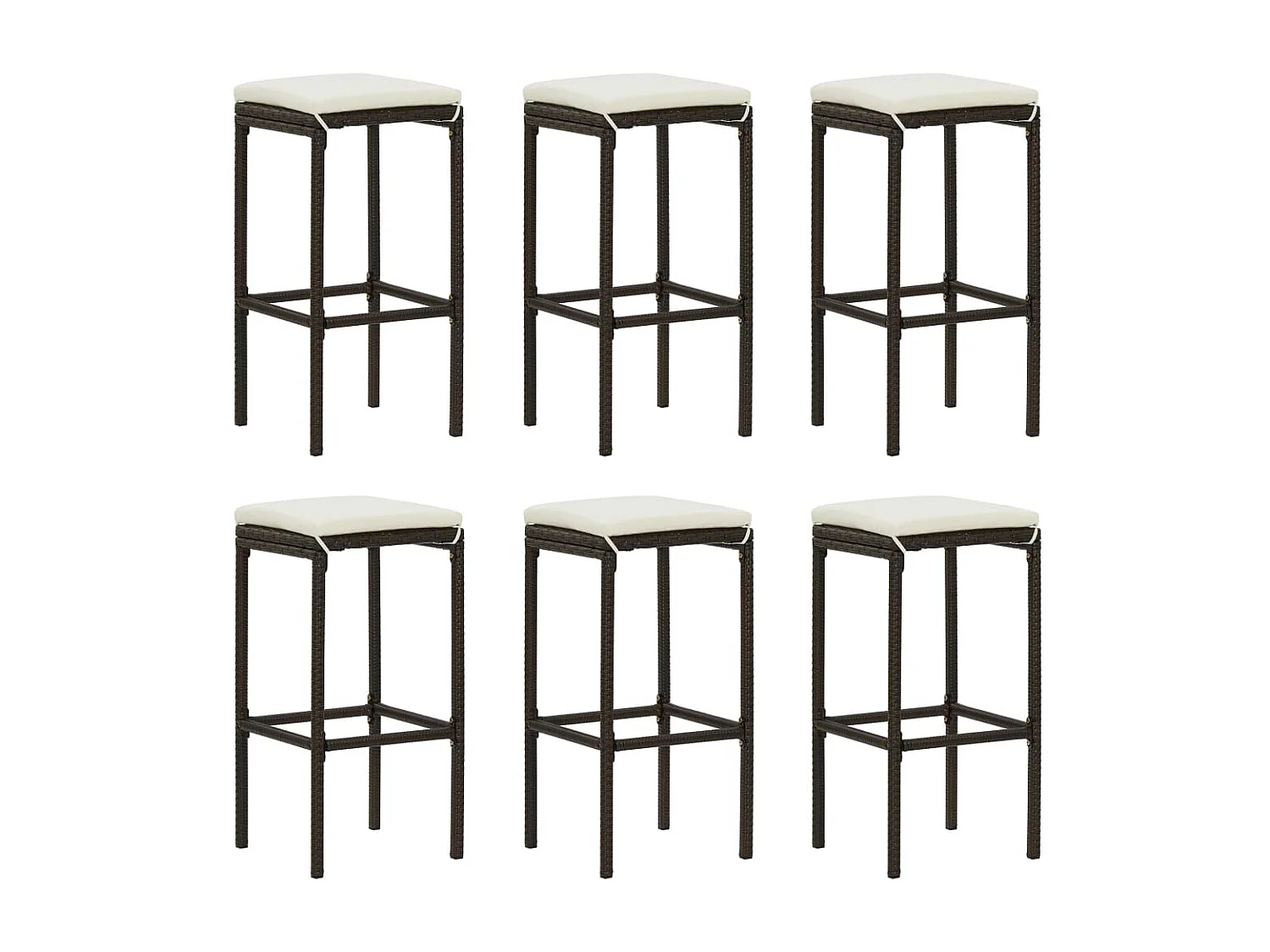 Meuble de bar de jardin 7 pcs et coussins Résine tressée Marron GFDF66115
