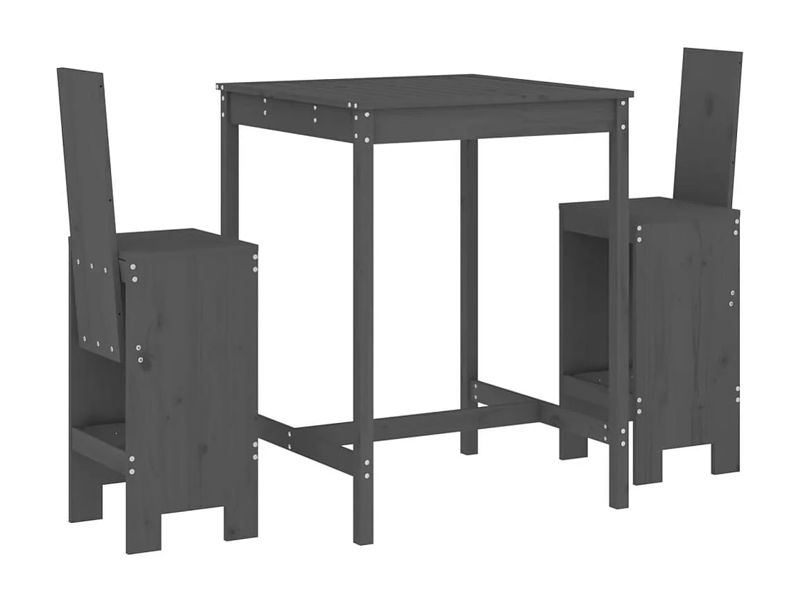 Ensemble de bar de jardin 3 pcs gris bois de pin massif GFDF18982