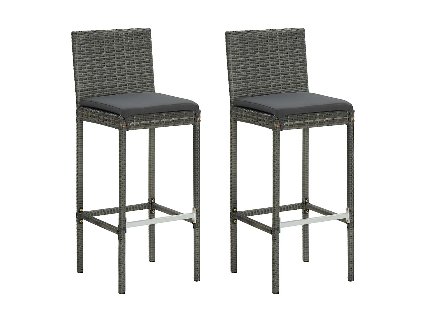 Set muebles bar jardín 3 piezas y cojines ratán sintético gris ES610622