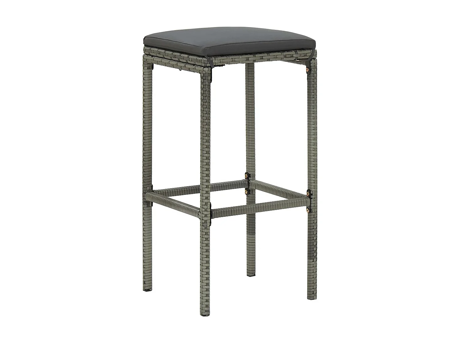 Set muebles bar jardín 3 piezas y cojines ratán sintético gris ES689191