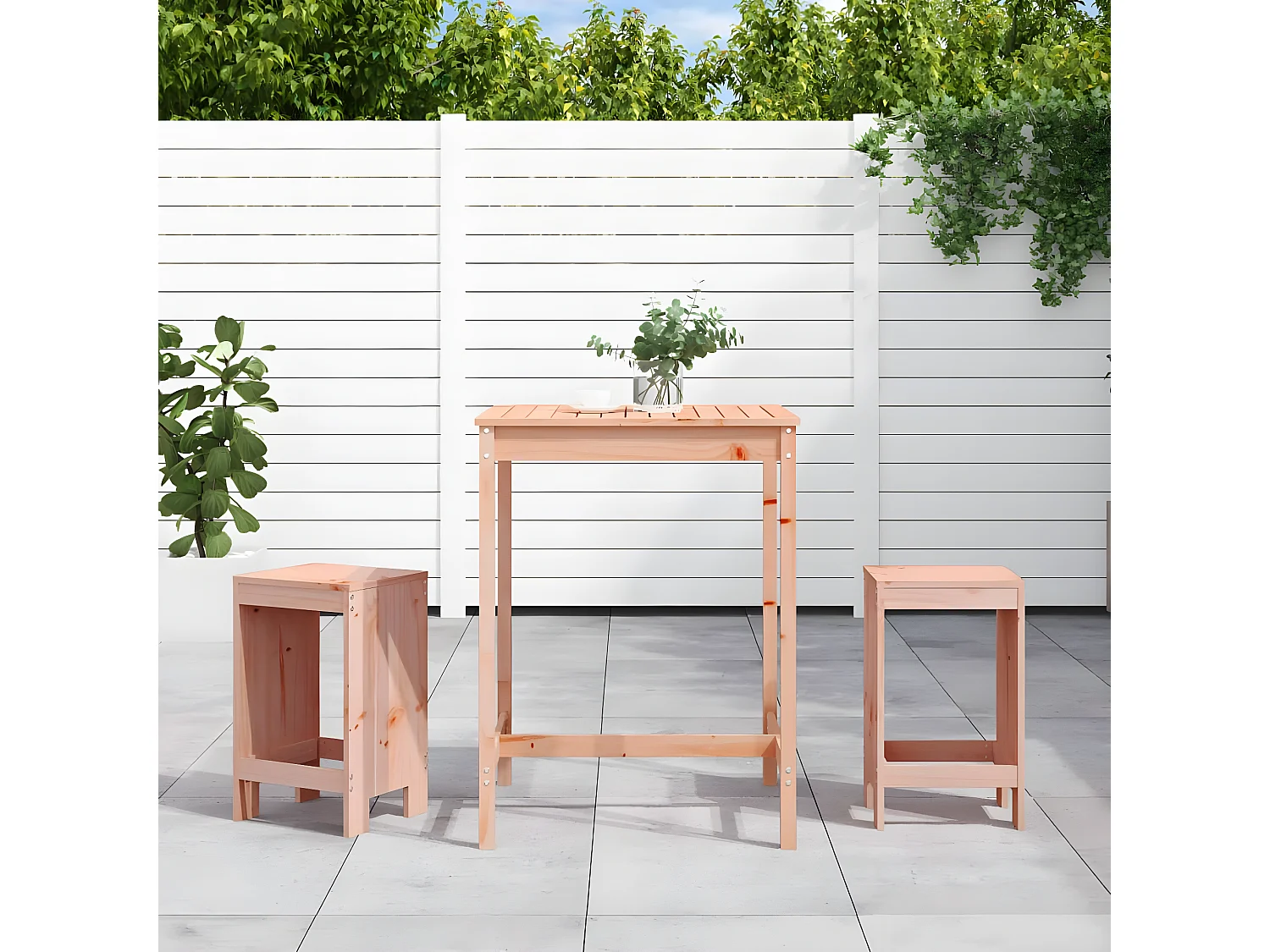 3 pcs conjunto de bar para jardim madeira de douglas maciça PT118997