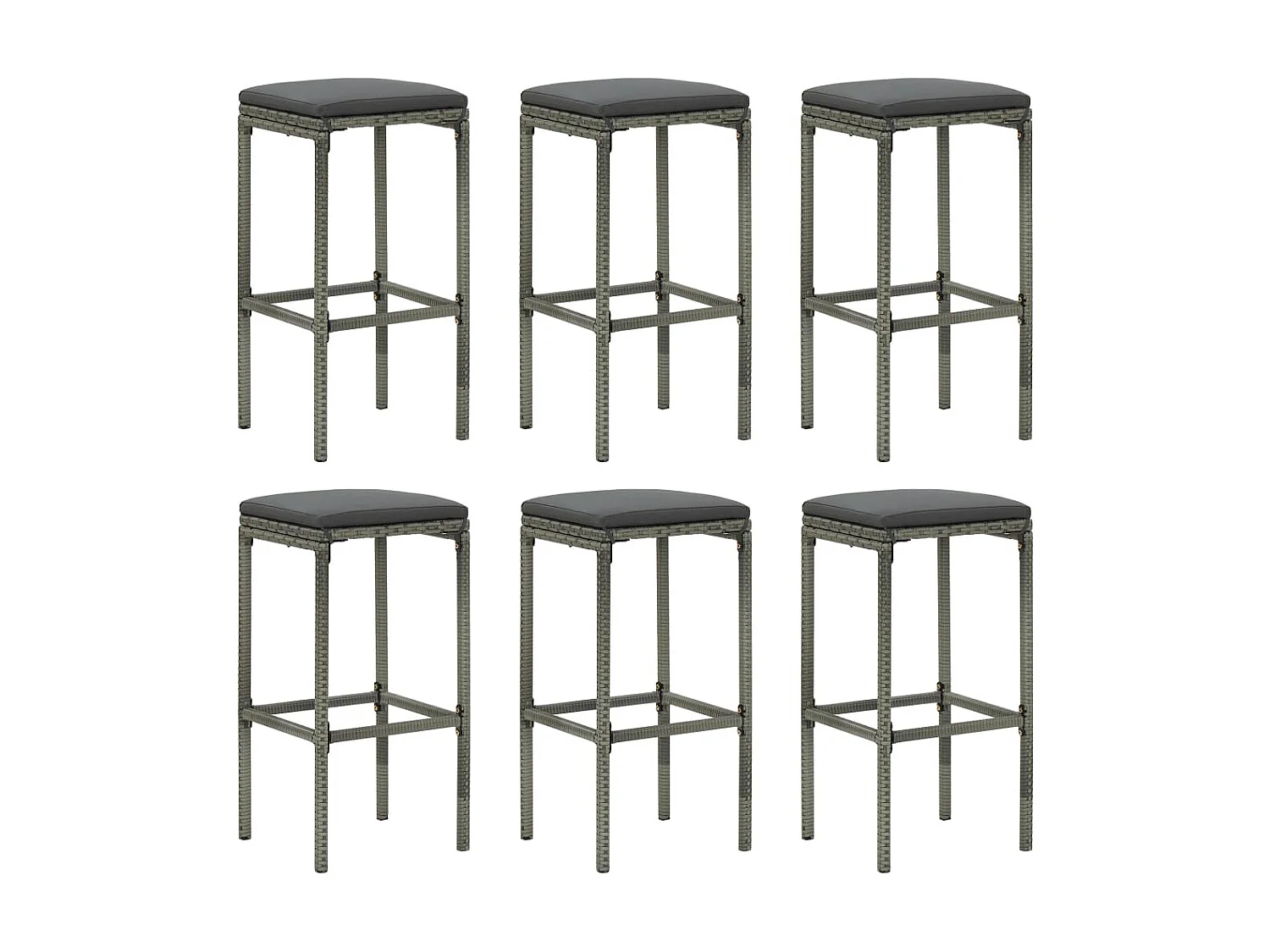 Muebles de bar para jardín 7 pzas cojines ratán sintético gris ES837444