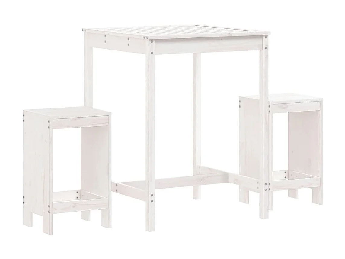 Set de mesa y taburetes altos jardín 3 pzas madera pino blanco ES605636