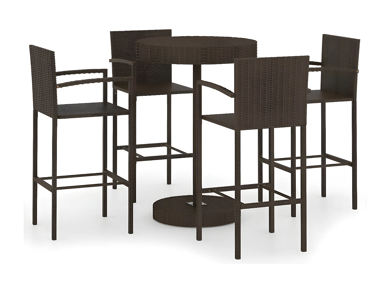 Ensemble de bar de jardin 5 pcs Résine tressée Marron GFDF66274