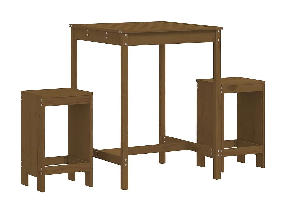 Ensemble de bar de jardin 3 pcs marron miel bois pin massif GFDF81750