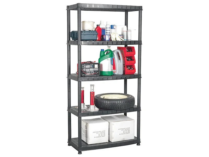 Estante de almacenaje 5 niveles negro plástico 91,5x45,7x185 cm ES924919