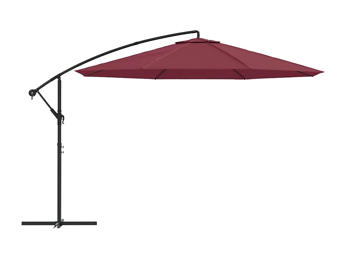 Guarda-sol cantilever c/ mastro alumínio 350 cm vermelho bordô PT787671