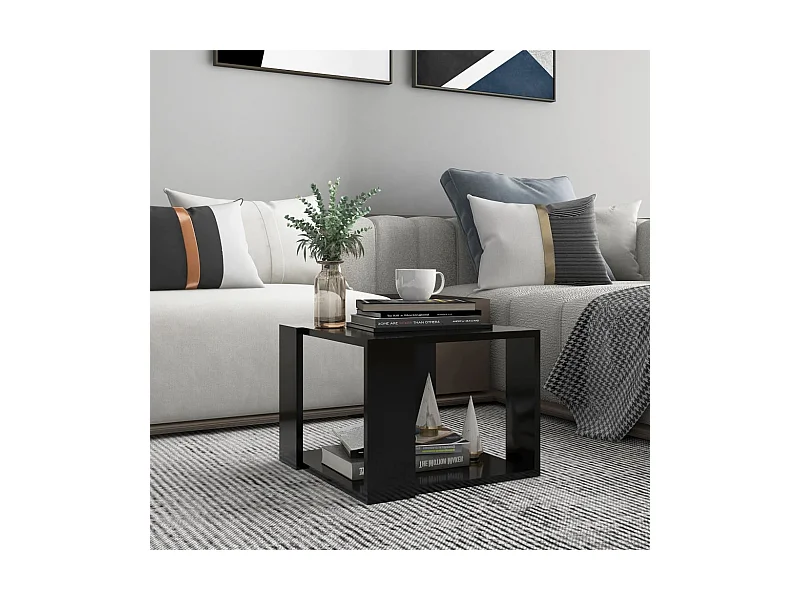 Mesa de centro de madera contrachapada negro 40x40x30 cm ES26399